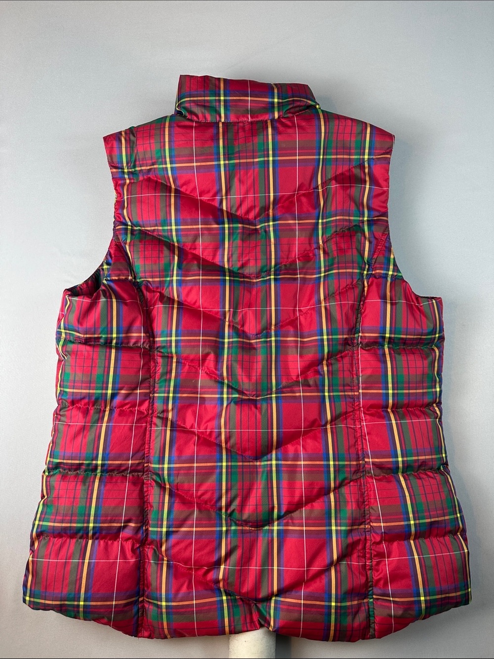 Lands End Women’s Small Red Plaid Puffer Vest Full Zipper - Picture 7 of 7